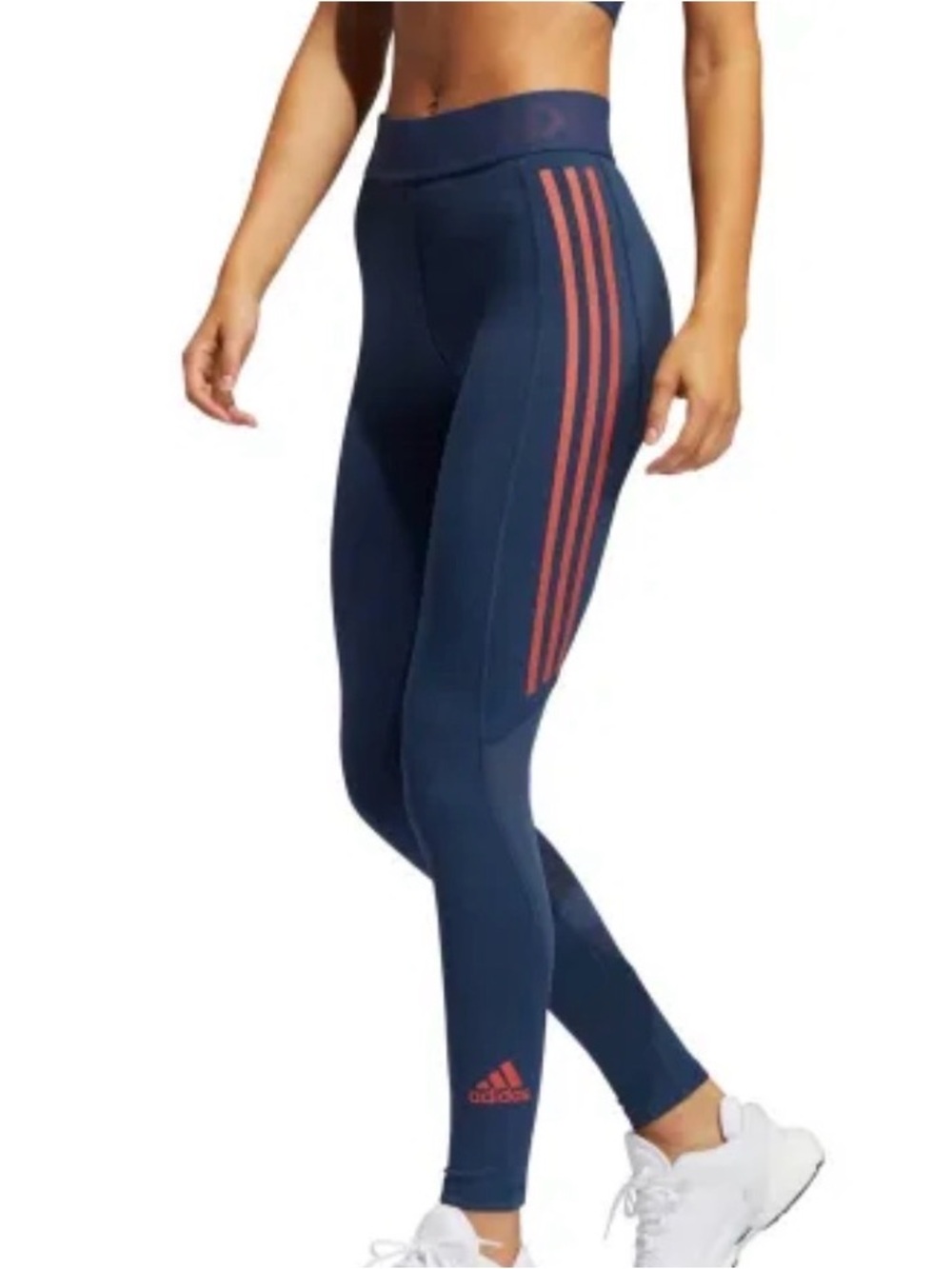 ADIDAS Techfit 3-Stripes Compression Leggings Navy & Red
